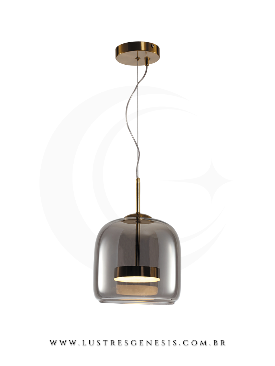 Pendente Metal e Vidro Cromado 33cm para Ambientes de Luxo